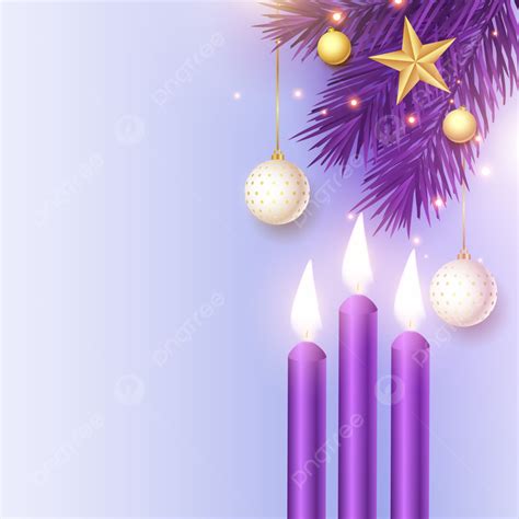 Nice Realistic Advent Purple Candles Decorative Background Holy Flame