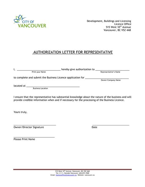 Letter Of Authorization For Representative Templates At