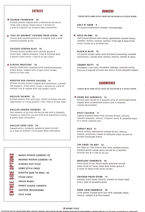 Menu At Prime On The Nine Steakhouse Dodge City