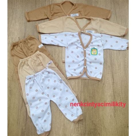 6pc Baju Panjang Dan Celana Panjang Bayi Newborn SERI COKLAT 3 Setel