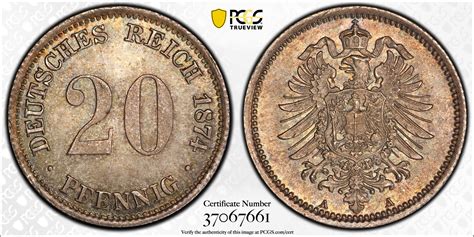 Germany Empire 1874 A 20 Pfennig KM 5 PCGS MS64 GermanCoins