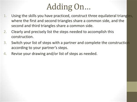 Ppt Basic Constructions Lesson Constructing An Equilateral