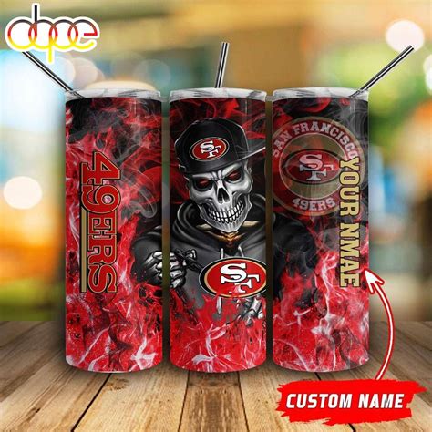 Custom Name San Francisco Ers Fire Skull Gift Skinny Tumbler