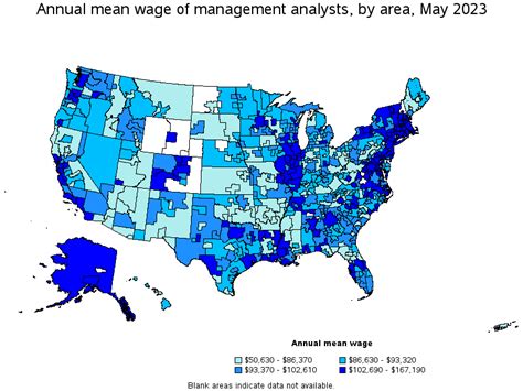 Map Of Annual Mean Wages Of Management Analysts By Area May 2023