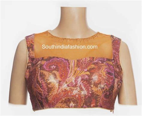 Boat Neck Sequins Blouse South India Fashion