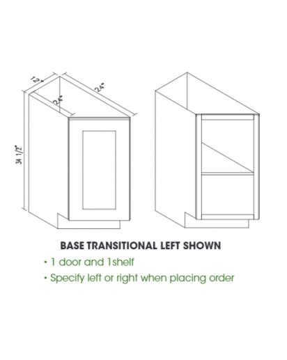 Greystone Shaker Base Transitional Cabinet Single Door Right Side