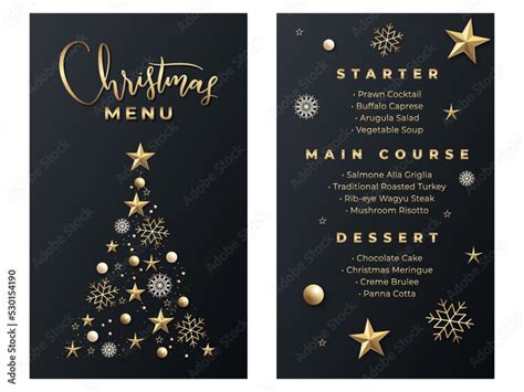 Vector Christmas Menu Template For Restaurant On The Dark Background