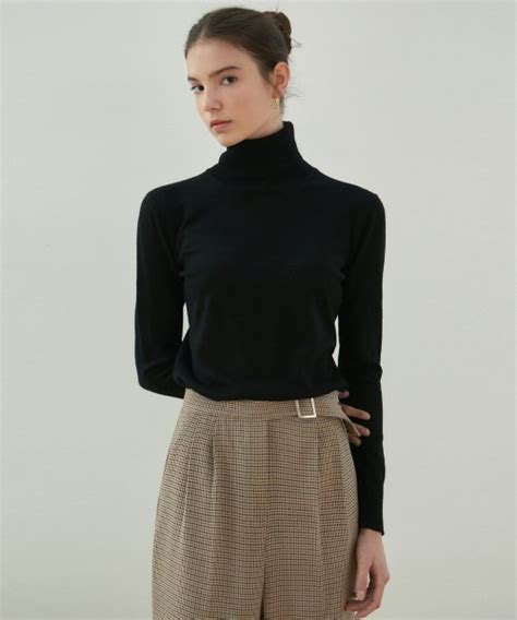 Musinsa Nick Nicole Soft Turtleneck Slim Knit Black