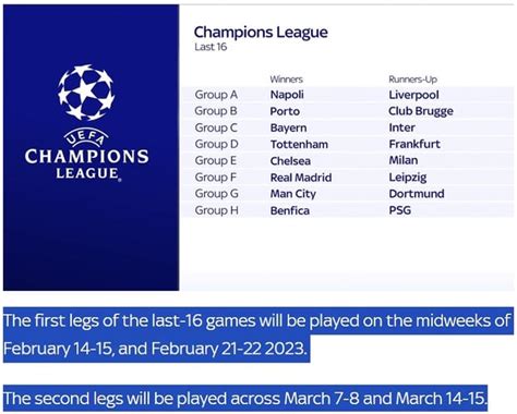 UEFA Champions League round of 16 - Draw Details : r/UEFAChampionsLeague