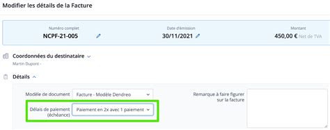 Demander le Paiement échelonné d une Facture émise depuis Dendreo