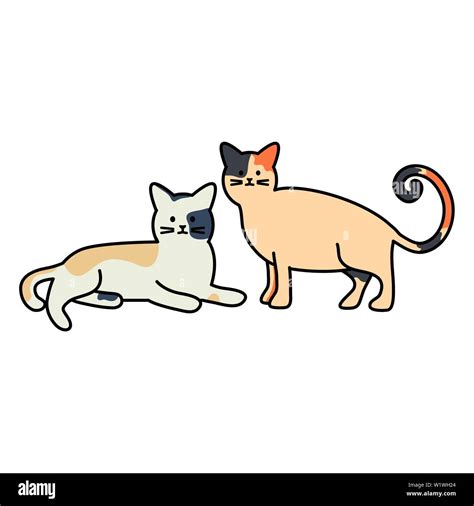 Cute Cats Mascots Adorables Characters Vector Illustration Design Stock