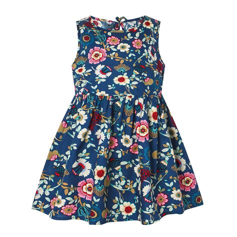 Kids Girls Dress Toddler Sleeveless Flower Floral Print Princess Girls