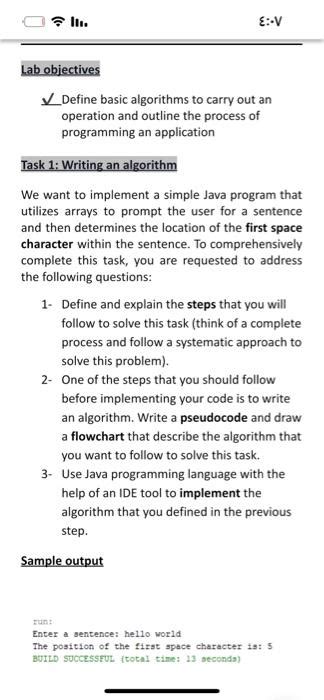 Solved Lab Objectives Define Basic Algorithms To Carry Out Chegg