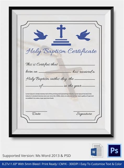 32 Sample Baptism Certificate Templates Free Sample Example Format Free And Premium Templates