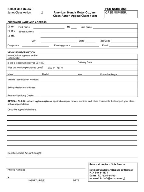 Fillable Online Ahm Class Action Claim Form Ncds Home Fax Email