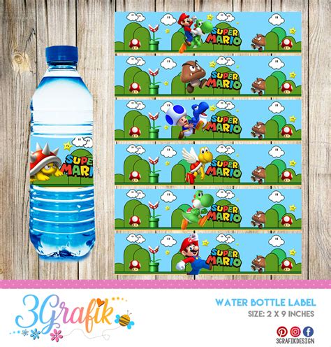 Super Mario Water Bottle Labels