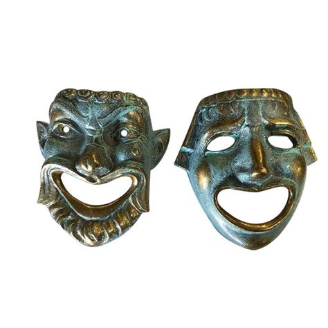 Hand casted bronze Roman style theater mask wall art featuring a male ...