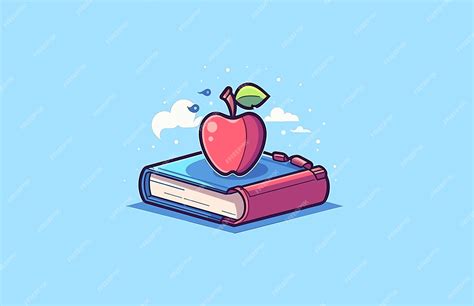 Premium Vector | Back to school book and apple vector flat illustration ...