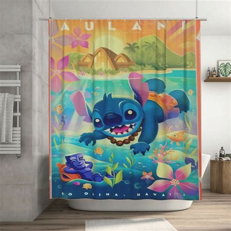 Stitch Shower Curtain 72 X 72 Inch Waterproof Fabric Shower Curtains