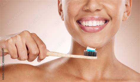 Woman Cosmetics And Brushing Teeth For Dental Hygiene Smile And Clean