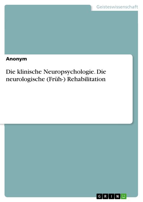 klinische Neuropsychologie neurologische Früh