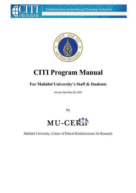 PDF CITI Program Manual Mahidol University DOKUMEN TIPS