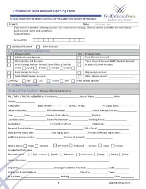 Fillable Online Account Opening Form Personal Or Joint Account Holder