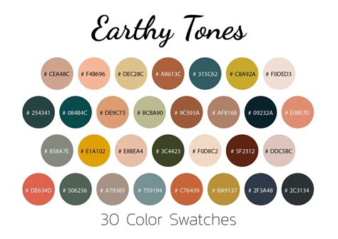 Earthy Tones Color Swatches Color Palette Ipad Etsy Color Swatches