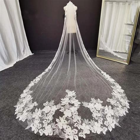 Voile De Mariage En Dentelle Fleurs 3 M Tres 1 Couche Tulle Doux Voile