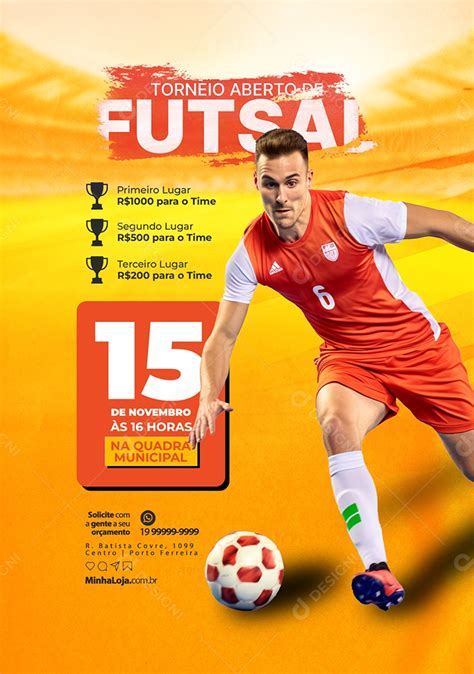 Flyer Torneio Aberto De Futsal Campeonato Esporte Social Media PSD