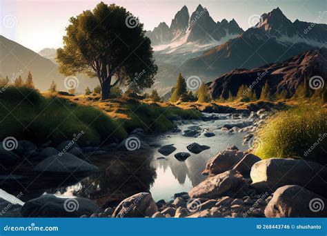 A Peaceful Landscape With Beautiful Nature Environment Stock Photo