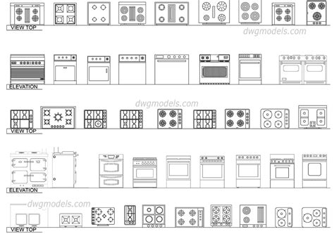 Ovens Hot Plates Burners Cad Blocks Download Free Autocad File