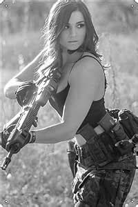 Amazon Metal Signs Pinup Girl Sexy Cowgirl Tin Sign Hot Woman With Gun Poster Wall Art