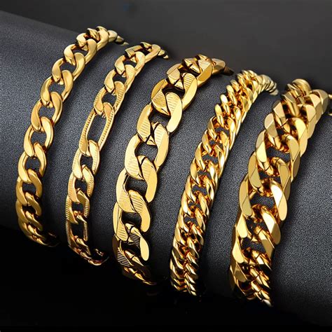 Pulsera De Cadena De Oro Para Hombre Cadena De Eslabones Cubana