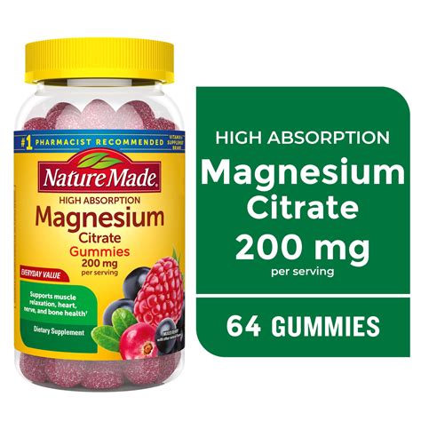 Nature Made High Absorption Magnesium Citrate Mg Gummies Count