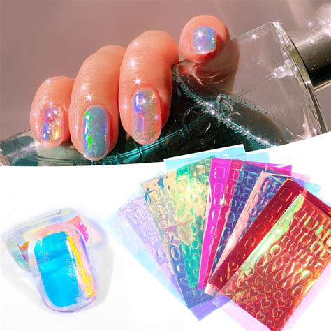 Pcs Pcs Pcs Nail Ice Sticker Aurora Effect Reflective Colorful