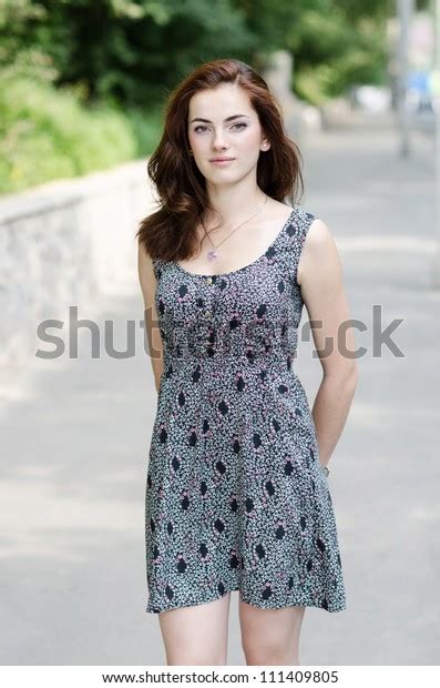 Portrait Attractive Brunette Summer Dress On Stock Photo 111409805 Shutterstock