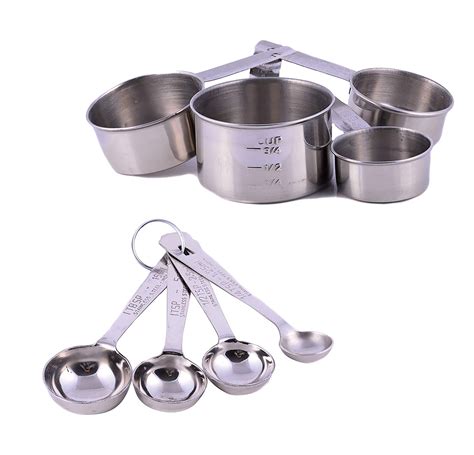 Bar Metal Measuring Spoon &Measuring Cup Set Stainless Steel 5 PCS ...