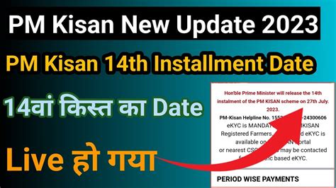 Pm Kisan 14th Installment Date 2023 Pm Kisan 14वीं किस्त Pm Kisan