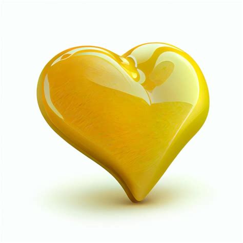 Bonita ilustración de corazón amarillo con fondo aislado Foto Premium