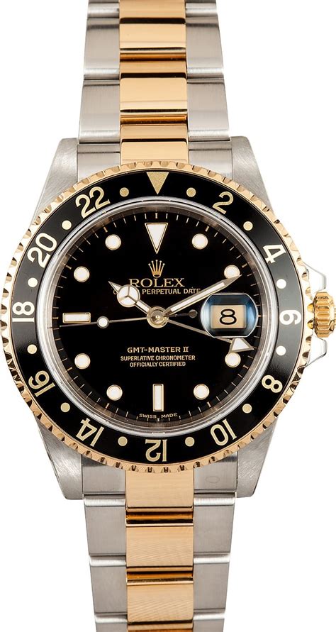 Rolex GMT Master II Stainless Steel And 18K Gold Mens 16713