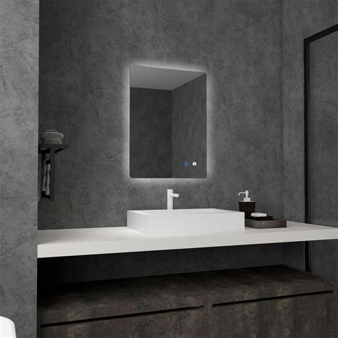 Miroir Rectangulaire Mural Lumineux LED De Salle De Bain 70 X 50 Cm