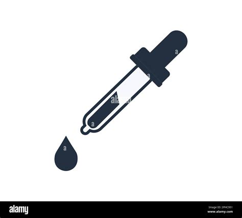 Monochromatic Eyedropper Tool With Drop For Graphic Design Stock Vector