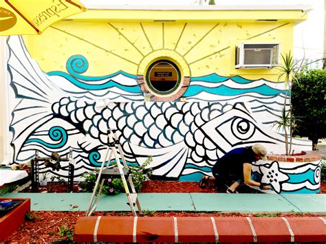 Art Deco Public Mural FISH STORY #7. Mural Detail. Outdoor Mural. Fish ...