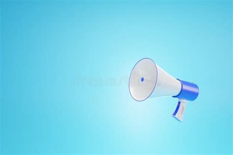 Realistic White Megaphone Or Bullhorn Speaker Isolated Modern Megaphone Speaker On Blue