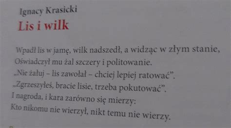 Czego alegorią jest wilk i lis z bajki Ignacego Krasickiego pod tytułem