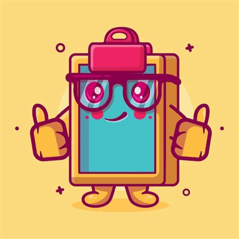 Premium Vector Smiling Clipboard Character Mascot With Thumb Up Hand