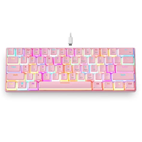 60% Keyboard Rgb Pbt 61 Keykaps Computer Gaming Hot Swap Mechanical ...