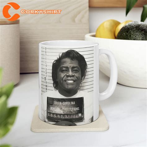 James Brown Mug Shot Coffee Mug Busted In South Carolina Corkyshirt