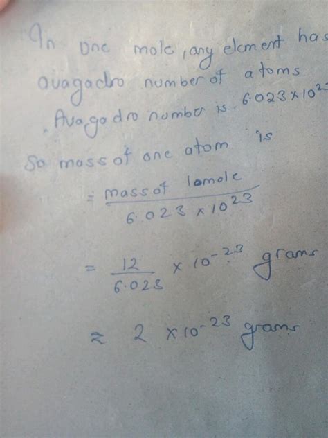 If One Mole Of Carbon Weighs 12 Grams What Is The Mass In Grams Of 1